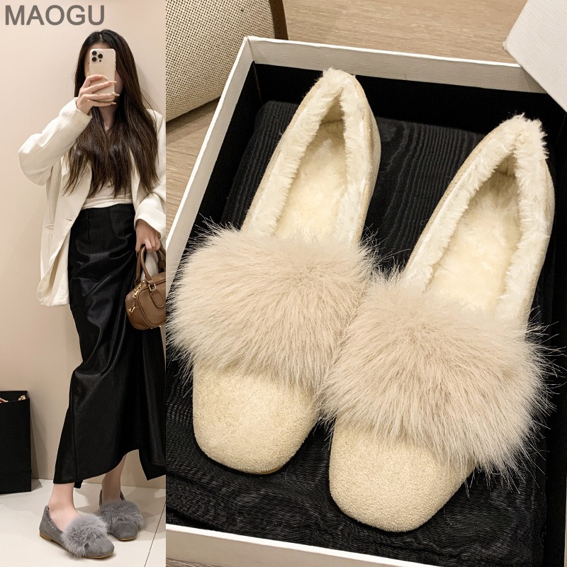 Women'S Shoes - Sepatu Wanita Berbahan Bulu Halus 2025