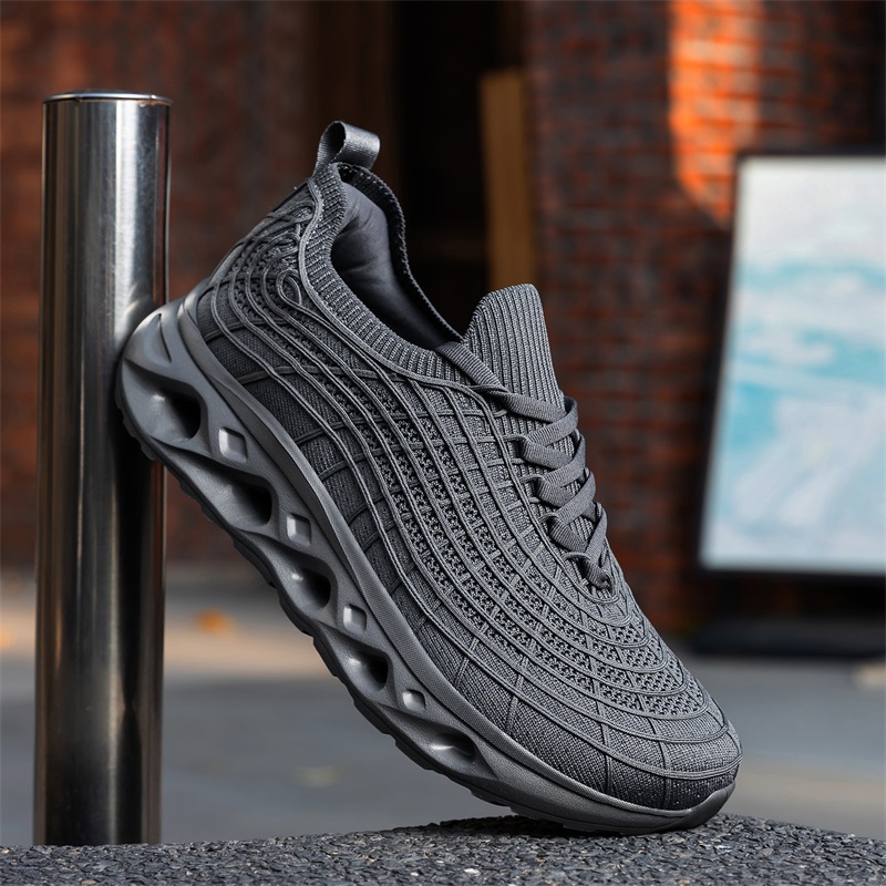 Sepatu Jalan untuk Penderita D - Knit Fabric Lace Up Sneakers ulasan dan harga
