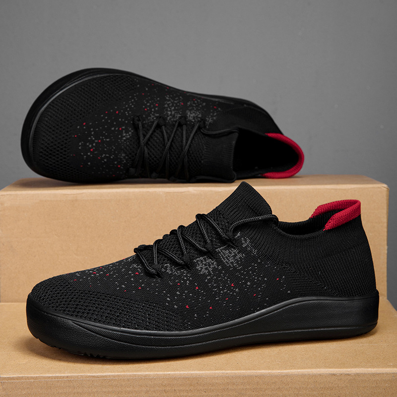 Sepatu Kasual Pria Baru, Sepat - Knit Fabric Lace Up Sneakers ulasan dan harga