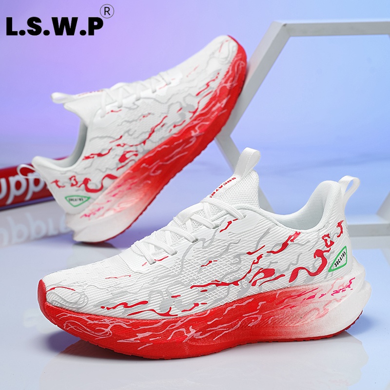 Sepatu kets wanita, empuk dan  - Knit Fabric Lace Up Sneakers ulasan dan harga