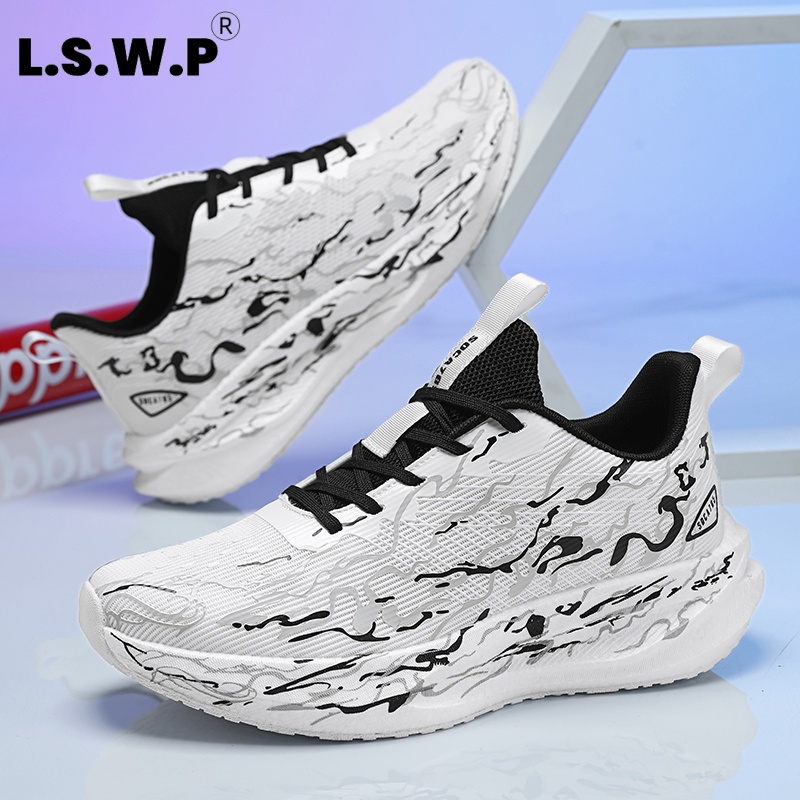 Sepatu kets wanita, empuk dan  - Knit Fabric Lace Up Sneakers ulasan dan harga