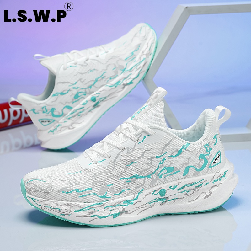 Sepatu kets wanita, empuk dan  - Knit Fabric Lace Up Sneakers ulasan dan harga