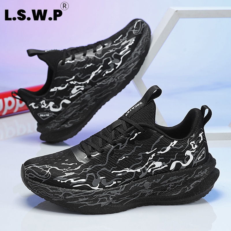 Sepatu kets wanita, empuk dan  - Knit Fabric Lace Up Sneakers ulasan dan harga