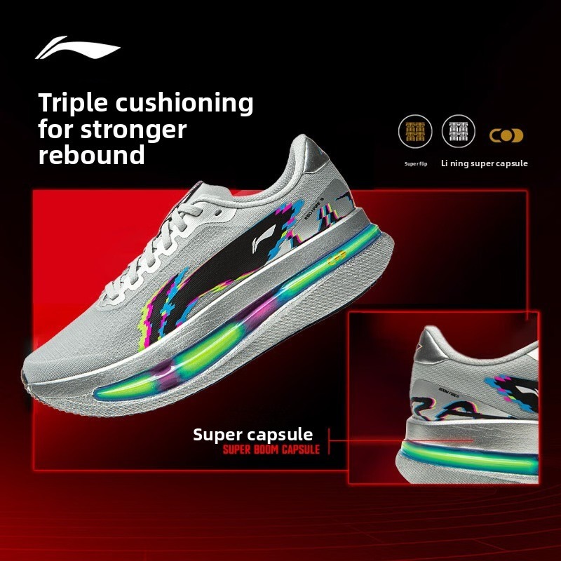 Sepatu Lari Pria LI-NING Red H - Lightweight Road Running Shoes ulasan dan harga