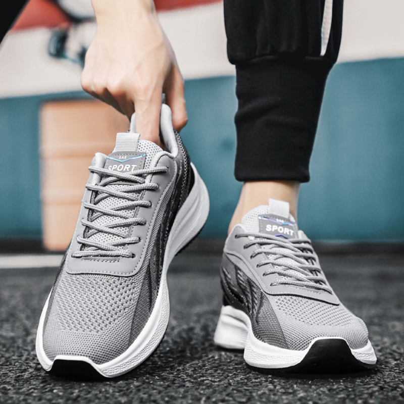 sepatu lari desainer sepatu ke - Knit Fabric Lace Up Sneakers ulasan dan harga